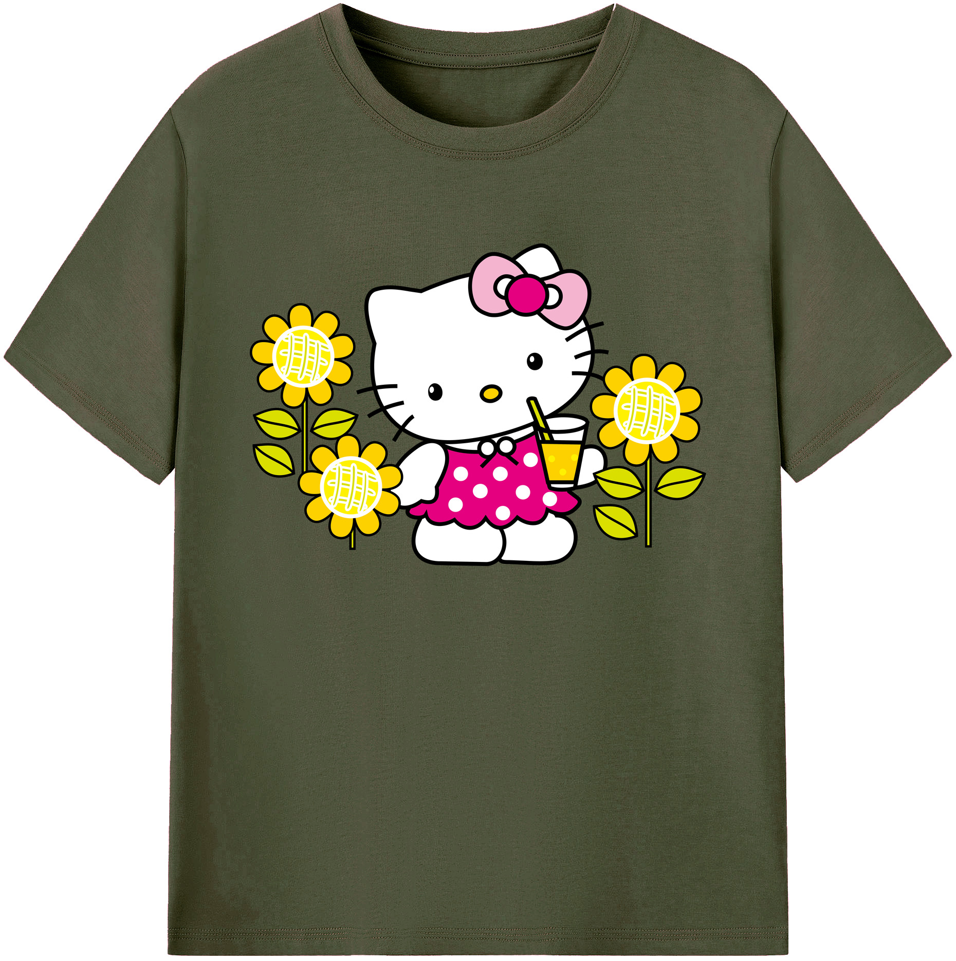 （画像用） Hello Kitty ハローキティ 綿100％ メンズ半袖Tシャツ｜肌触りやわらか＆通気性